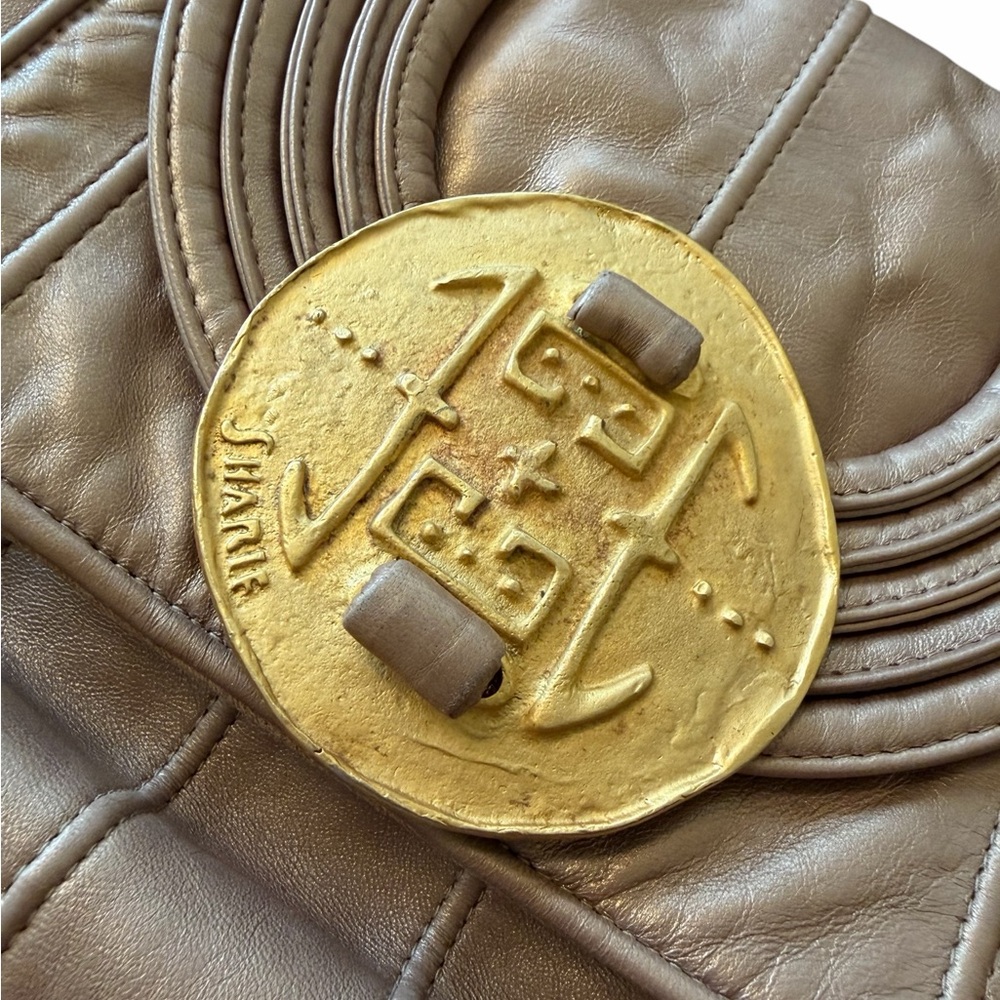 Vintage Sharif metallic bronze leather shoulder bag. - Picture 3 of 5